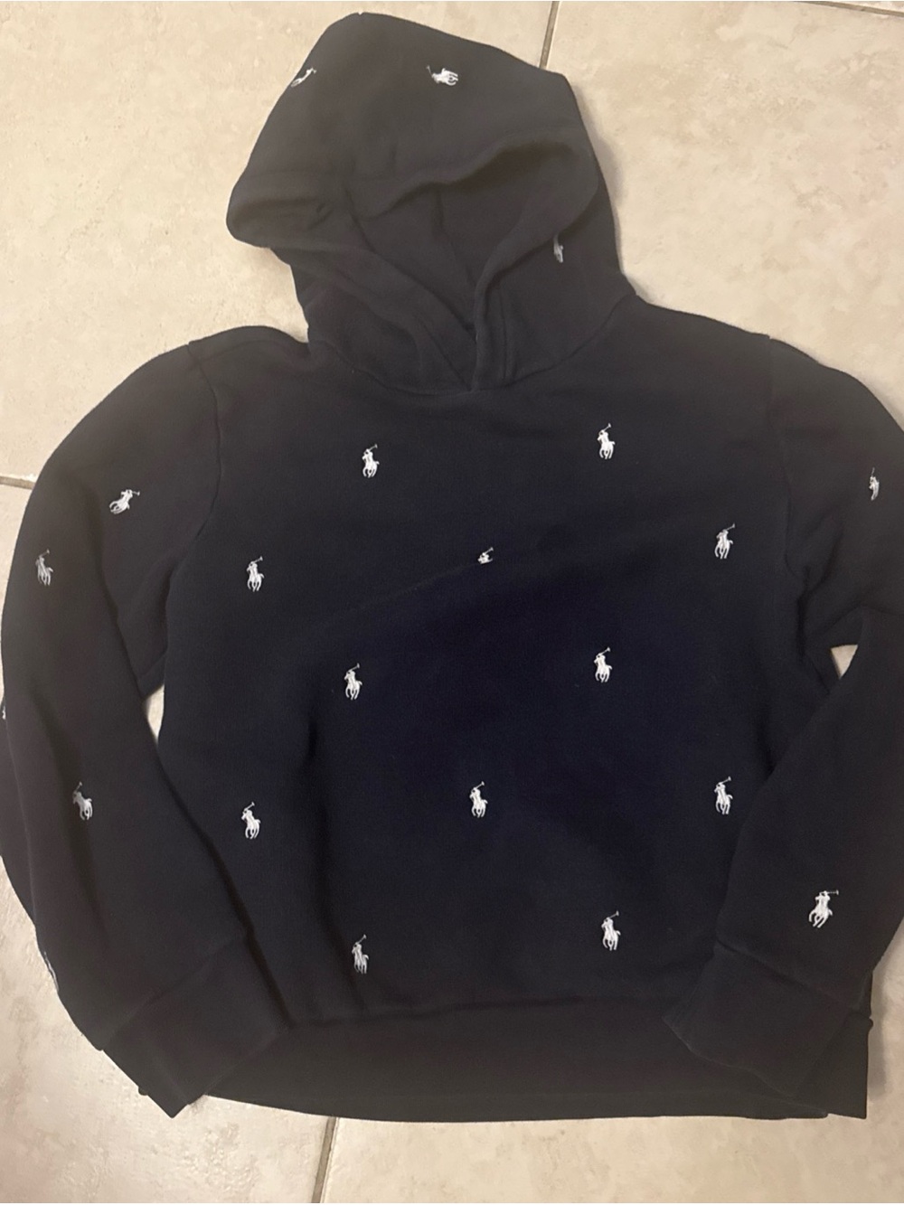 Polo by Ralph Lauren Navy Hoodie with White Pony Embroidery